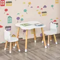HOMCOM 3-Piece Kids Table and Chair Set with 2 Bear-Shaped Chairs, for Ages 1-4 Years, White - 7