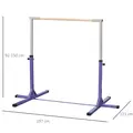 HOMCOM Steel Frame Adjustable Horizonal Gymnastics Bar For Kids Home Gym Training Purple - 2