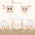 HOMCOM 3-Piece Kids Table and Chair Set with 2 Bear-Shaped Chairs, for Ages 1-4 Years, White - 4
