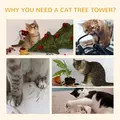 PawHut Floor-to-Ceiling Cat Tree for Indoor Cats, 240-260cm Adjustable Cat Tree - Dark Grey - 5
