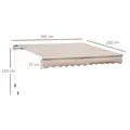 Outsunny 4x2.5m Manual Awning Window Door Sun Weather Shade w/ Handle Beige - 2