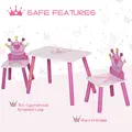 HOMCOM 3 Pcs Kids and Table Chair Set Princess & Crown Theme Home Furniture Pretty Gift 2-4 Years Pink - 3