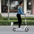 HOMCOM Folding Kick Scooter, Adjustable Ride On Scooter with 200mm Big Wheels and Double Shock Absorption, Urban Scooter for 14+ Teens Adult, White - 1