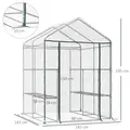 Outsunny Walk in Greenhouse with 3-Tier 8 Shelves, Green House with Hemmed Cover, Roll-up Zipped Door, Steel Frame, 143 x 143 x 195cm - 2