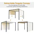 Outsunny Metal Pergola With Canopy Sliding Pergola Canopy 3Lx3Wx2.3H m Garden Gazebo Party Tent Sun Shelter Cover - Cream White/Black - 3