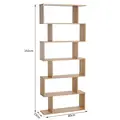 HOMCOM Bookcase, 6 Tier Shelf S Shaped Bookshelf, Storage Unit, Display Shelf for Living Room, Bedroom, Home Office, Plant, Oak - 2
