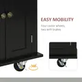 HOMCOM Rolling Kitchen Island Storage Trolley with Rubber Wood Top & Drawers for Dining Room, Black - 6