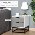 HOMCOM Bedside Cabinet with 2 Drawer Storage Unit, Unique Shape Bedroom Table Nightstand with Metal Base, for Living Room, Study Room, Dorm - 4