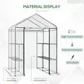 Outsunny Walk in Greenhouse with 3-Tier 8 Shelves, Green House with Hemmed Cover, Roll-up Zipped Door, Steel Frame, 143 x 143 x 195cm - 3