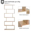 HOMCOM Bookcase, 6 Tier Shelf S Shaped Bookshelf, Storage Unit, Display Shelf for Living Room, Bedroom, Home Office, Plant, Oak - 3