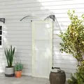 Outsunny Front Door Canopy Outdoor Awning Aluminium Rigid Plastic Polycarbonate Rain Shelter UV Water Rain Resistant 100 x 75cm Clear - 1