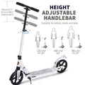 HOMCOM Folding Kick Scooter, Adjustable Ride On Scooter with 200mm Big Wheels and Double Shock Absorption, Urban Scooter for 14+ Teens Adult, White - 3