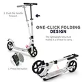 HOMCOM Folding Kick Scooter, Adjustable Ride On Scooter with 200mm Big Wheels and Double Shock Absorption, Urban Scooter for 14+ Teens Adult, White - 5