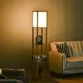 HOMCOM 3-Tier Floor Lamp, Floor Light with Storage Shelf, Reading Standing Lamp with Acrylic Shade for Living Room, Bedroom, Kitchen, Dining Room, Office, Dorm, 160cm, Natural - 6