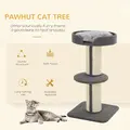 PawHut 91cm Cat Tree, Cat Tower with Scratching Post, Bed, Perch, Removable Cushion for Indoor Kittens, Grey - 3