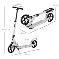 HOMCOM Folding Kick Scooter, Adjustable Ride On Scooter with 200mm Big Wheels and Double Shock Absorption, Urban Scooter for 14+ Teens Adult, White - 2
