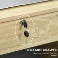 HOMCOM Computer Desk, Home Office Desk with Lockable Drawer, Storage Shelf for Study Bedroom, 110 x 50 x 76 cm, Oak - 3