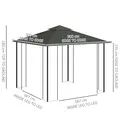 Outsunny 3 x 3(m) Steel Frame Double Roof Garden Gazebo - Grey - 2