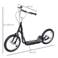 HOMCOM Stunt Scooter, Kids Scooter with 16" Big Wheels, Adjustable Height, Dual Brakes, for Ages 5+ Years, Black - 2