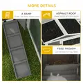 PawHut Rabbit Hutch with Run Wooden Guinea Pig Hutch Outdoor Bunny Cage Hide House with Sliding Tray, Hay Rack, Ramp, 156 x 58 x 68cm, Grey - 6