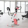 HOMCOM 2-in-1 Folding Exercise Bike with 8-Level Magnetic Resistance, Arm Resistance Band, Pulse Sensor, Pink - 1