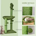 PawHut Cactus Cat Tree Tower for Indoor Cats Sisal Scratching Post with Hammock Bed Dangling Ball 40 x 40 x 96 cm - 5