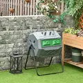Outsunny 160L 360° Rotating Dual Chamber Composter - Grey - 2