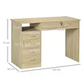 HOMCOM Computer Desk, Home Office Desk with Lockable Drawer, Storage Shelf for Study Bedroom, 110 x 50 x 76 cm, Oak - 2