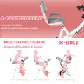 HOMCOM 2-in-1 Folding Exercise Bike with 8-Level Magnetic Resistance, Arm Resistance Band, Pulse Sensor, Pink - 4