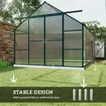 Outsunny 8 x 12ft Aluminium Greenhouse Polycarbonate Walk-in Garden Greenhouse Kit with Adjustable Roof Vent, Double Sliding Door, Rain Gutter and Foundation, Clear - 5