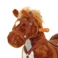HOMCOM Rocking Horse Kids Ride on Walking Horse Animal Pony Wheeled Riding Plush Toy w/Sound for 2 Years and Up (Brown) - 7