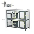 PawHut Rabbit Hutch Outdoor Guinea Pig Hutch 2 Tier Wooden Cage w/ Ramp, Divider, Openable Roof, 125 x 48 x 100cm - Grey - 2