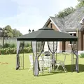 Outsunny 3 x 3(m) Steel Frame Double Roof Garden Gazebo - Grey - 1