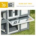 PawHut Rabbit Hutch Outdoor Guinea Pig Hutch 2 Tier Wooden Cage w/ Ramp, Divider, Openable Roof, 125 x 48 x 100cm - Grey - 5