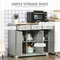 HOMCOM Sideboard with Rubberwood Top and Independent Storage Shelves for Dining Room, Kitchen - Grey - 3
