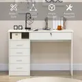 HOMCOM Computer Desk, Home Office Desk with Lockable Drawer, Storage Shelf for Study Bedroom, 110 x 50 x 76 cm, White - 5