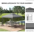 Outsunny 3 x 3m Outdoor Steel Gazebo with 2 Tier Roof, Garden Gazebo Patio Canopy Marquee Shelter with Decorative Steel Frame - Grey - 3