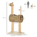 PawHut Giraffe-Designed Cat Tree, with Scratching Posts, Cat Tunnel, Toy Ball - Beige - 2