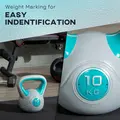 SPORTNOW Kettlebell, 10kg Kettle Bells with Handle for Home Gym Weight Lifting and Strength Training, Light Blue and Grey - 4