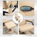 HOMCOM Swivel Recliner Chair and Footstool, Faux Leather Massage Recliner Armchair with Remote Control and Round Wrapped Base, Beige - 5