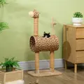 PawHut Giraffe-Designed Cat Tree, with Scratching Posts, Cat Tunnel, Toy Ball - Beige - 1