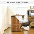 HOMCOM Bamboo Laundry Basket with Lid, 55 Litres Laundry Hamper with Removable Washable Lining,  Corner Washing Baskets, 38 x 38 x 57cm, Brown - 6