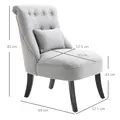 HOMCOM Fabric Single Sofa Dining Chair Tub Chair Upholstered W/ Pillow Solid Wood Leg Home Living Room Furniture Grey - 2