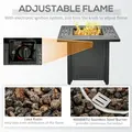 Outsunny Square Propane Gas Fire Pit Table, 40000 BTU Rattan Smokeless Firepit Patio Heater with Protective Cover, Glass beads and Lid, 71cm x 71cm x 63cm, Black - 5