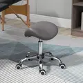 HOMCOM Cosmetic Stool 360° Rotate Height Adjustable Salon Massage Spa Chair Hydraulic Rolling Faux Leather Saddle Stool, Grey - 1