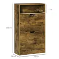 HOMCOM Shoe Cabinet with 2 Flip Doors, Slim 2-Drawer Shoe Cupboard with Adjustable Divider and Open Compartment for 12 Pairs of Shoes, Entryway Storage Unit, Rustic Brown - 2