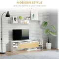 HOMCOM TV Cabinet with Wall Shelf for Wall-Mounted 65" TVs or Standing 40" TVs - White and Natural - 3