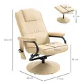 HOMCOM Swivel Recliner Chair and Footstool, Faux Leather Massage Recliner Armchair with Remote Control and Round Wrapped Base, Beige - 2