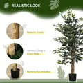HOMCOM 4.5ft Ficus Artificial Plant with Realistic Leaves, Potted Fake Tree for Home Office Indoor Decor, Green - 4