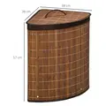 HOMCOM Bamboo Laundry Basket with Lid, 55 Litres Laundry Hamper with Removable Washable Lining,  Corner Washing Baskets, 38 x 38 x 57cm, Brown - 2